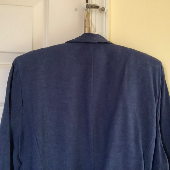 H by Halston Draped Zip Front Linen Blend Blazer Navy SZ 14 - Picture 10 of 16
